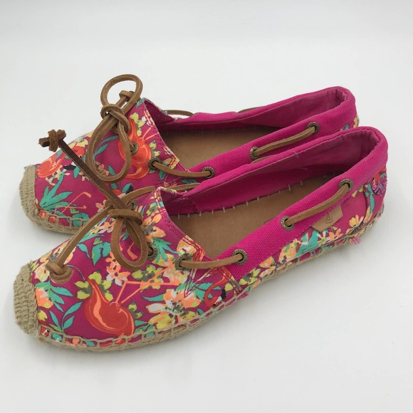 Sperry Top Sider Katama Slip On Flat Espadrille Pink Floral Size 6M - Picture 1 of 12